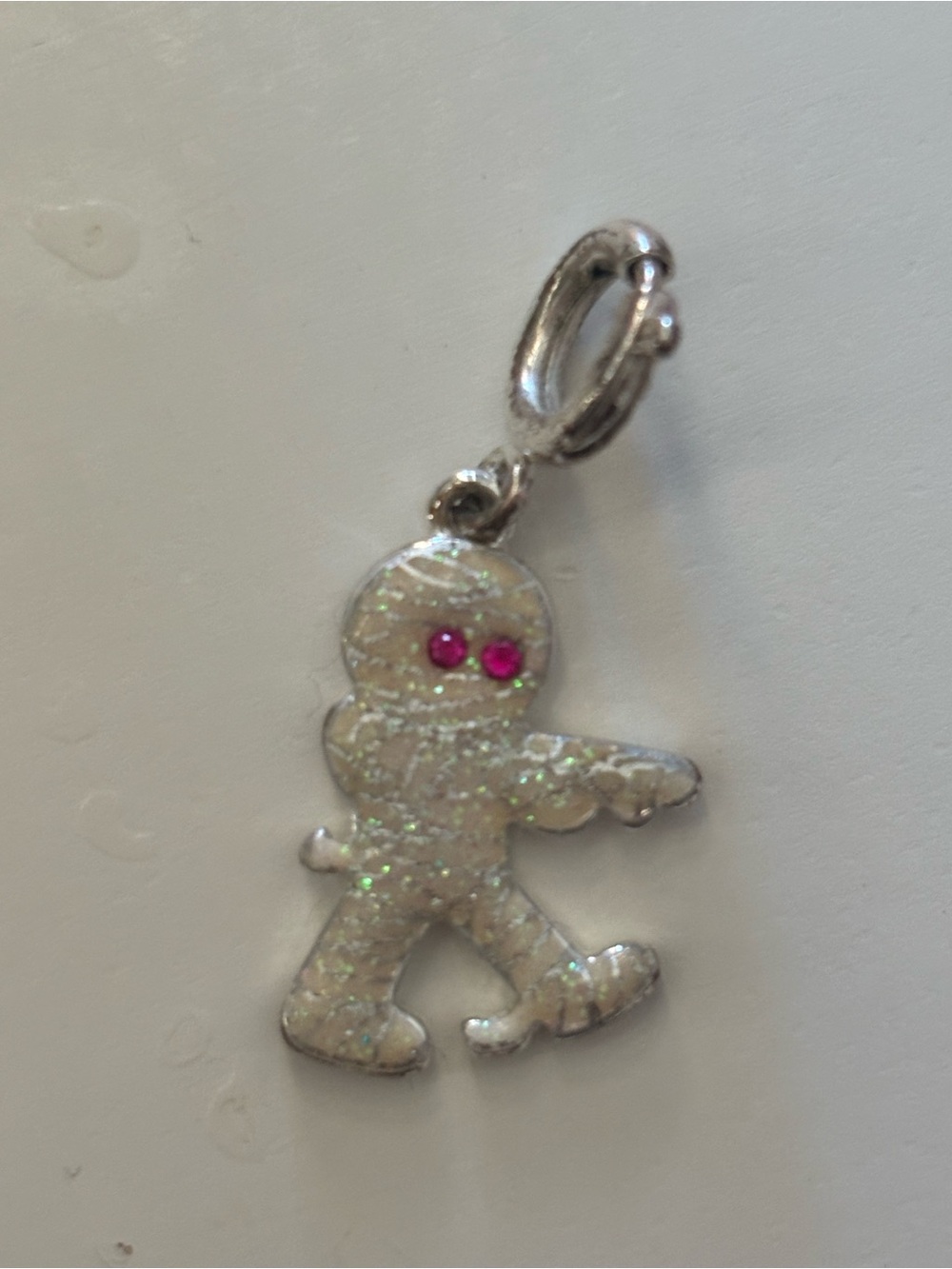 Silver Glitter mummy Charm with Pink Eyes - Kids Accessories